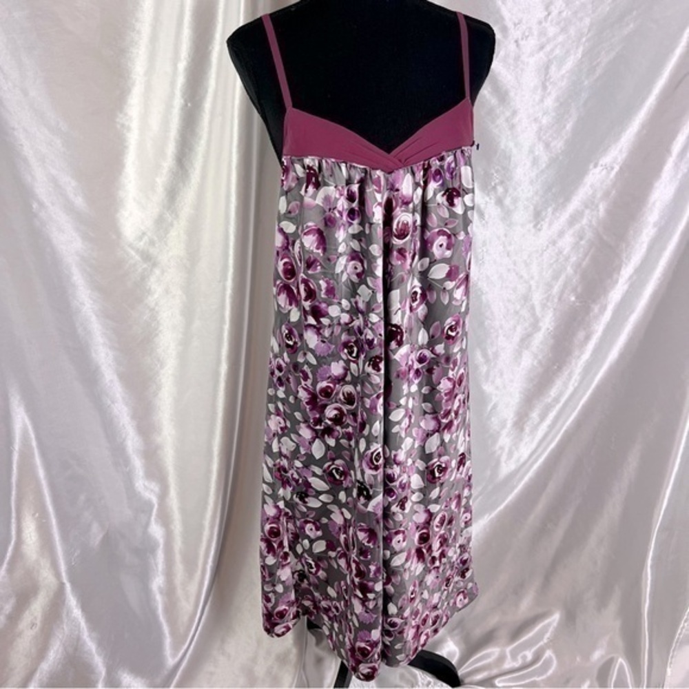 Cabernet Floral Slip Dress Romantic Sleepwear, Soft Feminine Effortless Lounge M